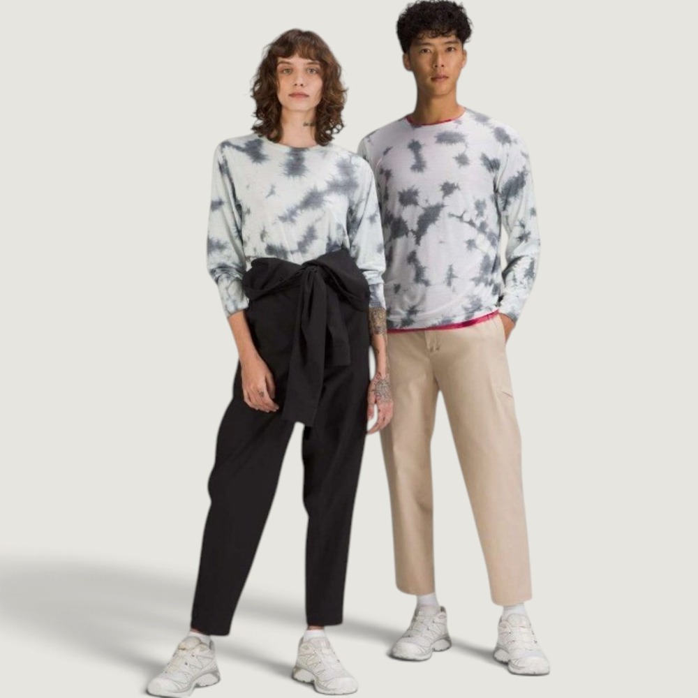 Lululemon Lab Merino Wool Blend Tie Dye Long Sleeve Top Grey White Large